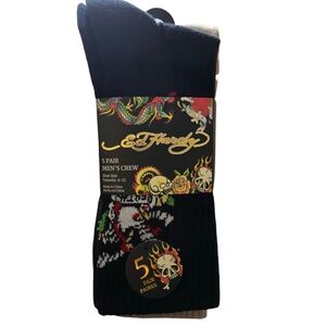 🦅 Ed Hardy Crew Socks 5 Pack Assorted Colors And Designs NWT